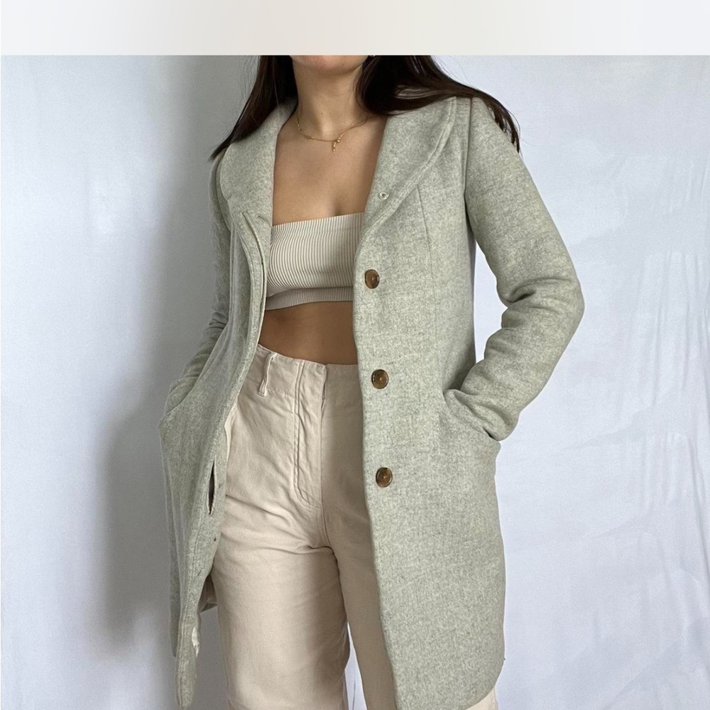 Aritzia Light Grey Wool Trench Coat